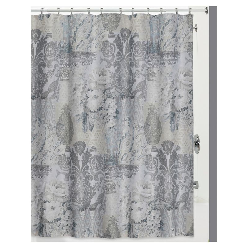 13pc Heirloom Shower Curtain and Hook Set Gray - Creative Bath