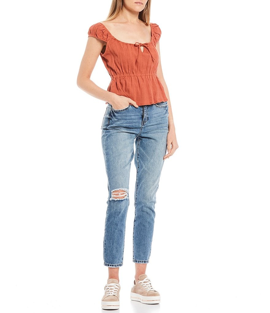 Roxy Skippin Through Square Neck Peplum Top