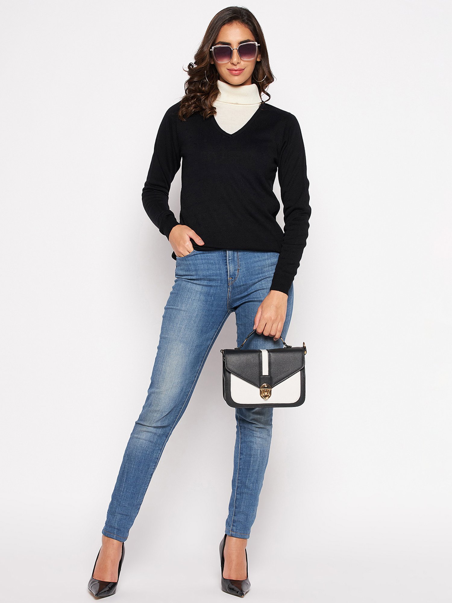 Crozo By Cantabil Black Sweaters