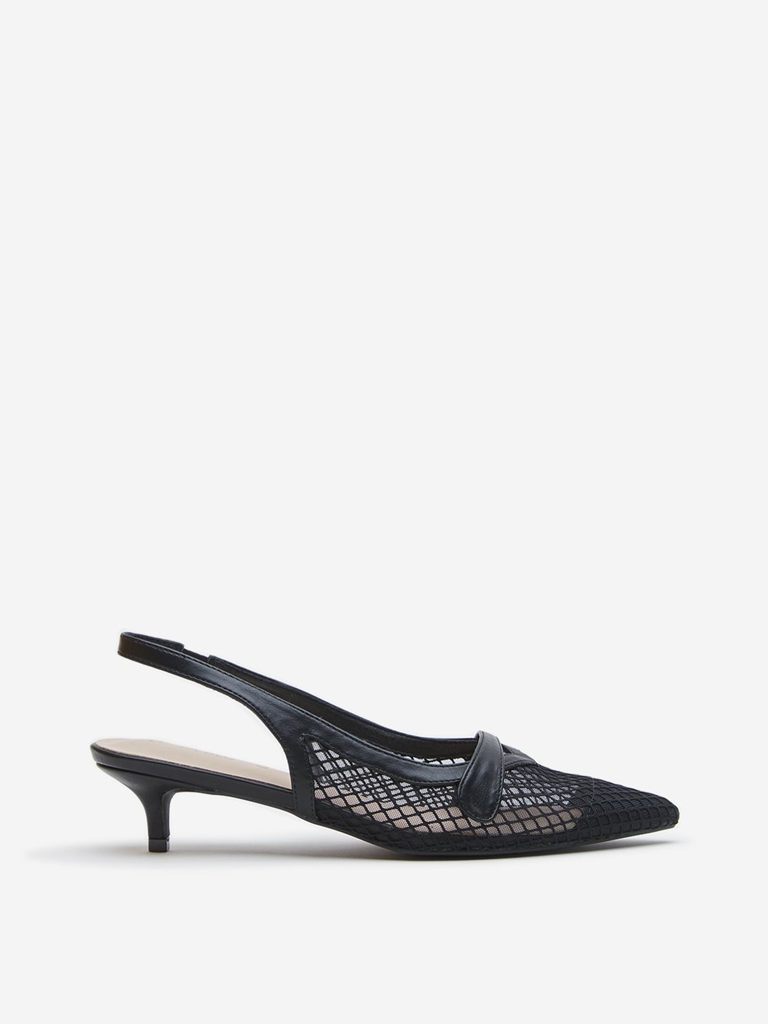 LUNA BLU by Westside Black Mesh Detailed Slingback Shoes