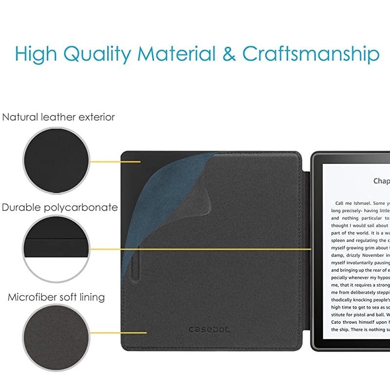 Leather Case for Kindle Oasis 10th and 9th Gen 2019 and 2017 Release Slim Fit Protective Cover Black