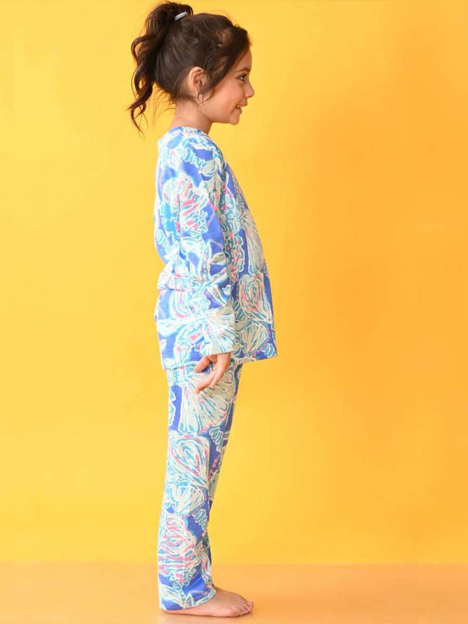 Anthrilo Kids Blue Cotton Printed Full Sleeves T-Shirt & Trouser