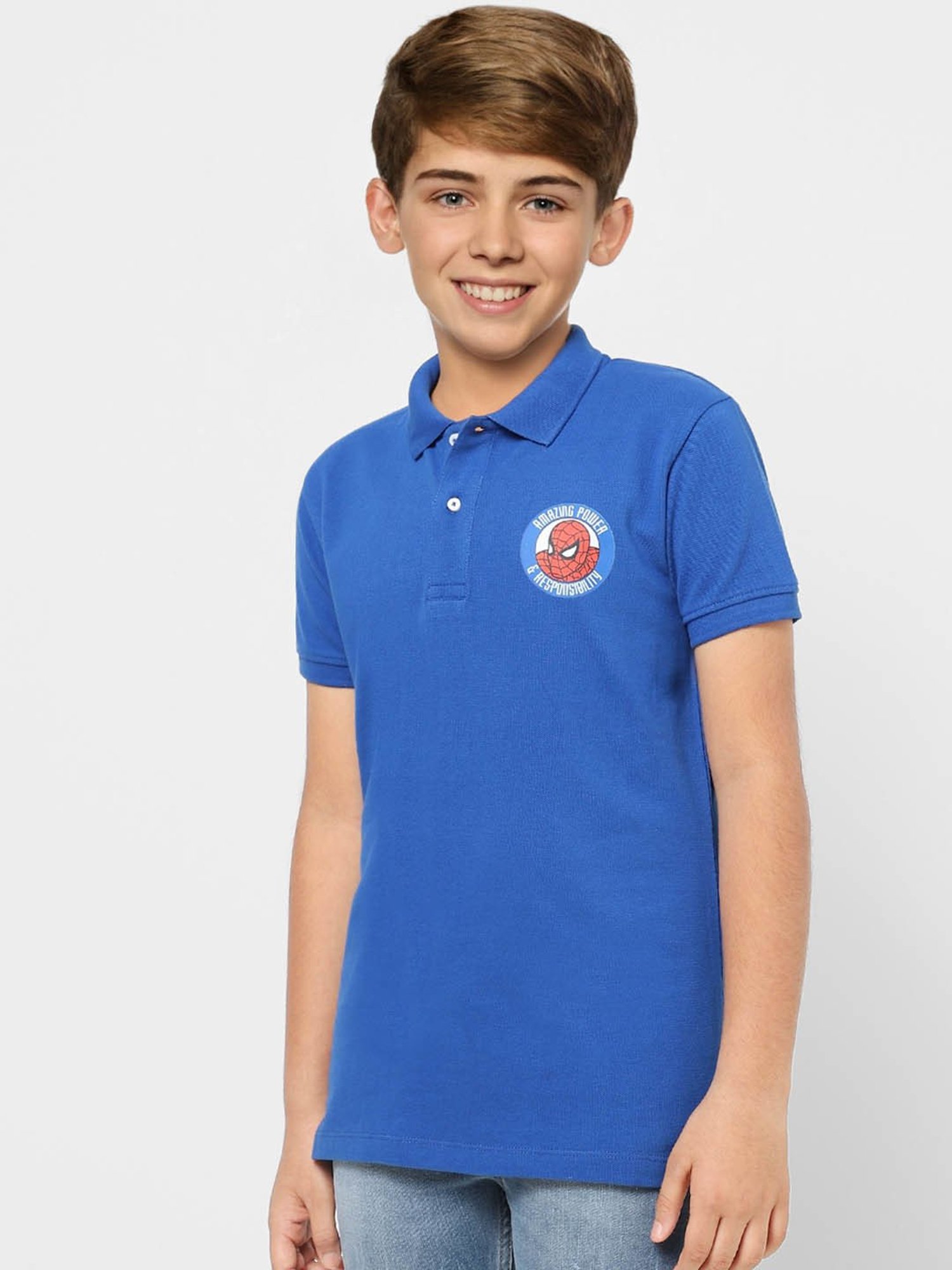Jack & Jones Junior Blue Solid Polo T-Shirt