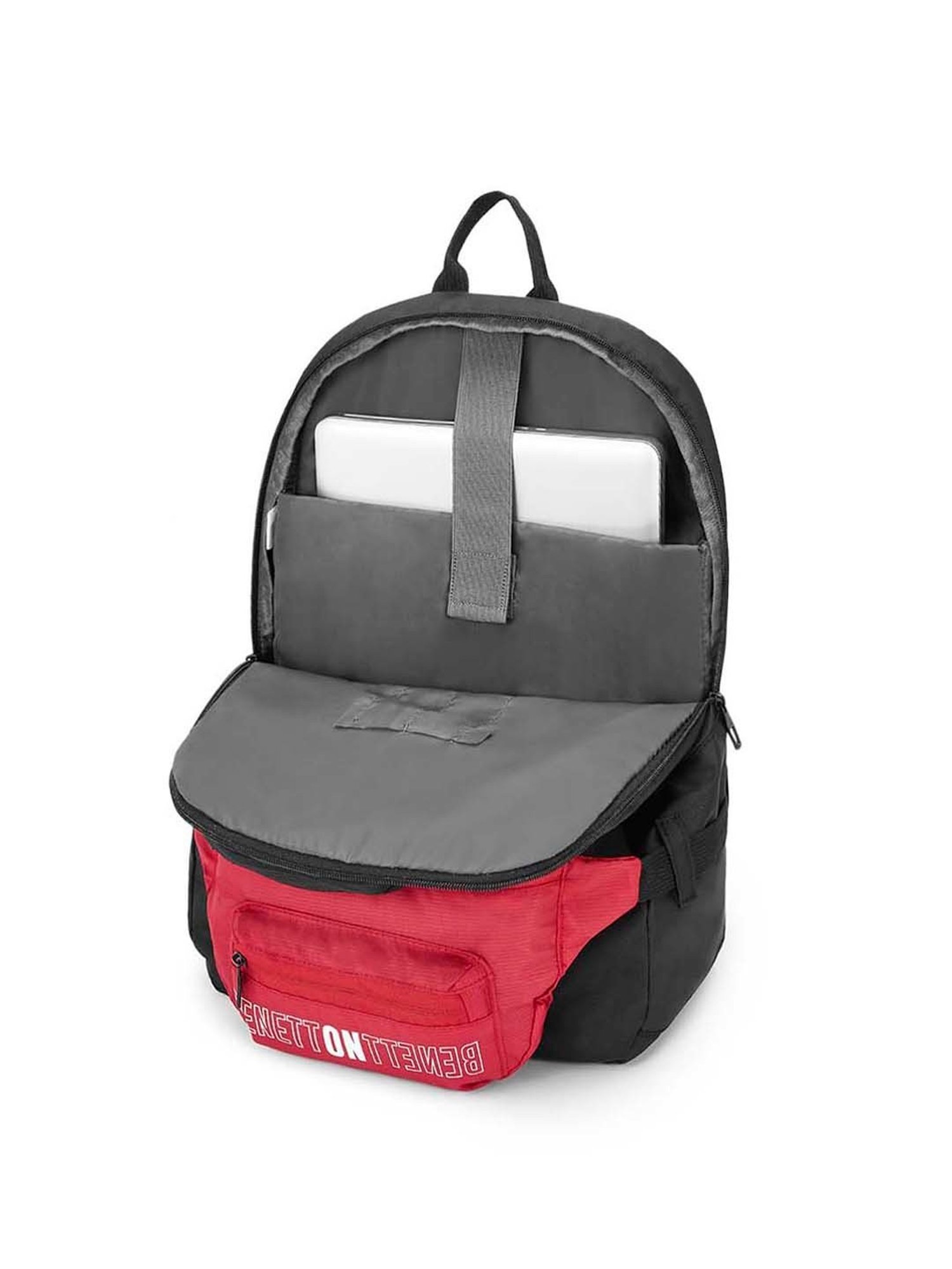 United Colors of Benetton Olivine 9 Ltrs Black & Red Small Laptop Backpack