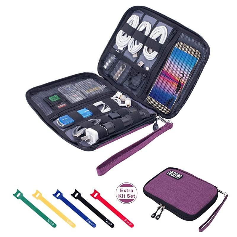 Cable Organizer Bag Waterproof Portable Electronic Organizer for USB Cable Cord Phone Charger Headset Wire SD Card5pcs Cable Ties