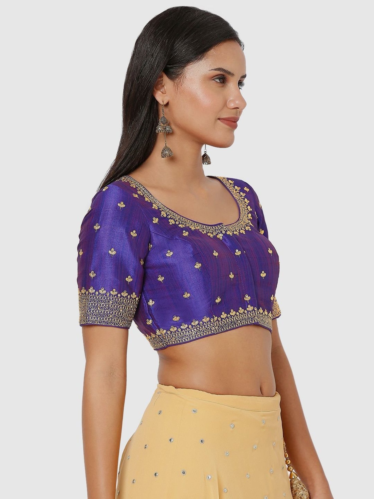 Salwar Studio Purple Embroidered Readymade Blouse