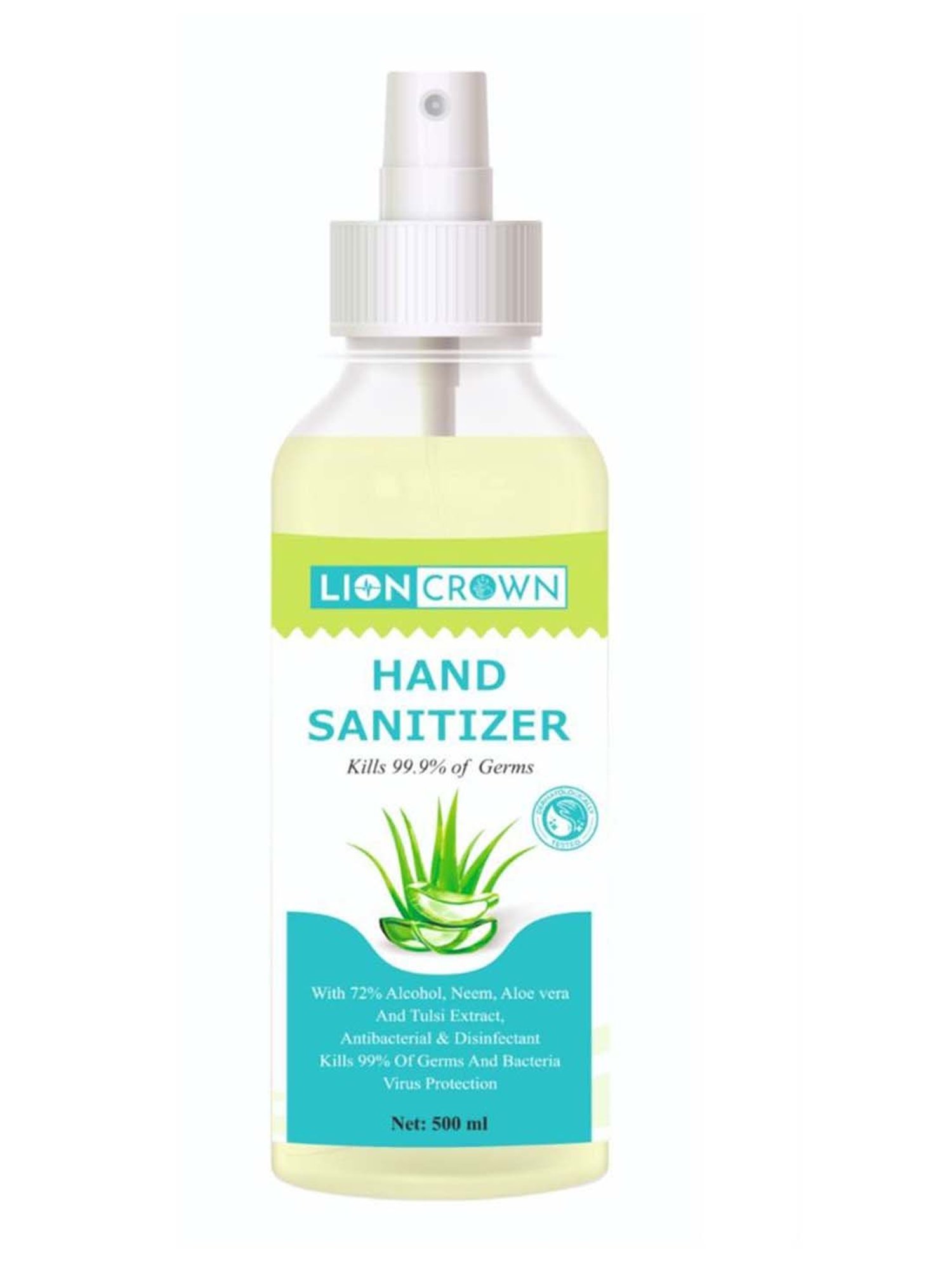 Lioncrown Herbal Neem, Tulsi, Aloe-Vera Spray Hand Sanitizer (500 ml) - Pack of 2