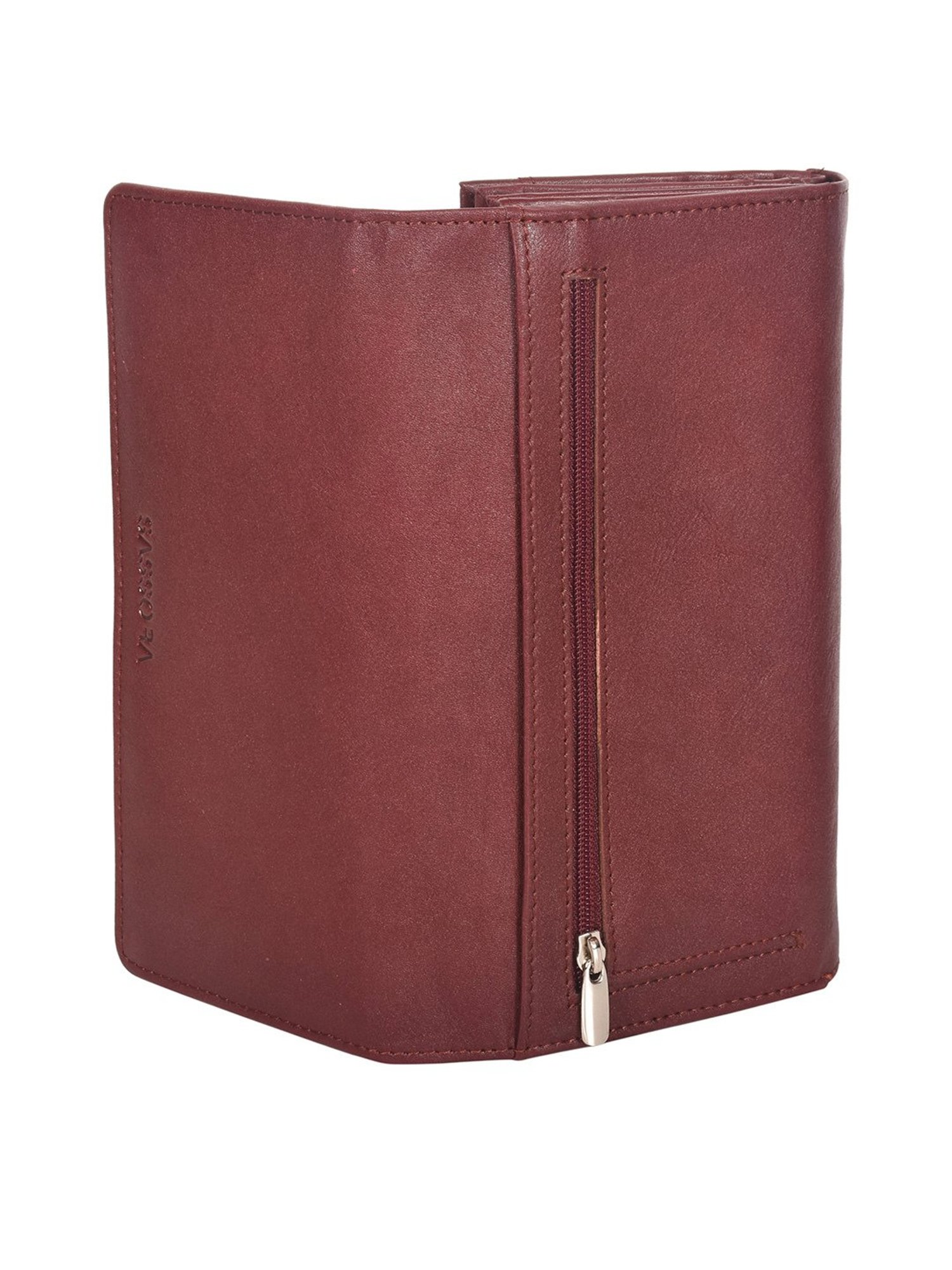 SASSORA Maroon Solid Rfid Tri-Fold Wallet for Women