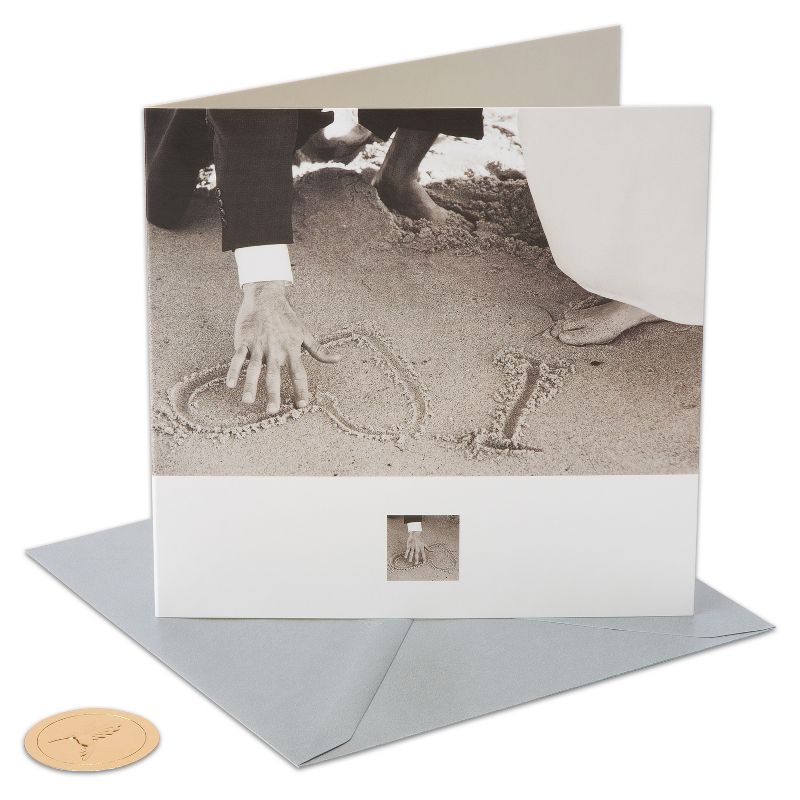 Wedding Couple Drawing In Sand Greeting Card - PAPYRUS