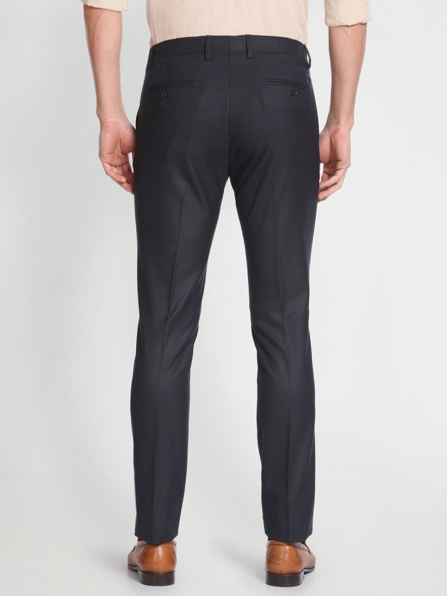 Arrow Blue Regular Fit Self Pattern Trousers