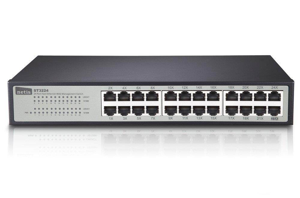 Netis ST3224 24 10/100Mbps RJ45 Ports Fast Ethernet Web Management Switch, Auto-Negotiation & Plug & Play