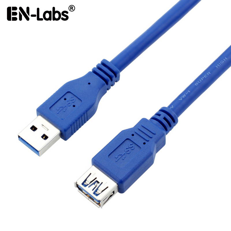 EnLabs USB Extension Cable,USB 3.0 Extension Cable/USB 3 A-Male to A-Female Cable in Blue, 0.3m/1FT