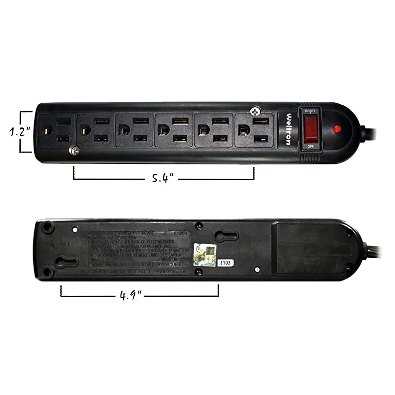 Mountable Surge Protector 6 ft. (WSP-600PLF-6BK)