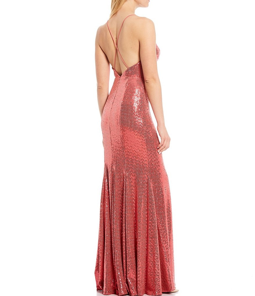 Aidan Aidan Mattox V-Neck Stretch Sequin Mermaid Gown
