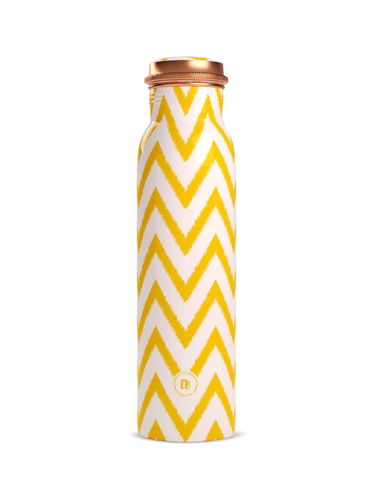 Everything Beautiful Yellow & White Copper Water Bottle - Standard (0.9 L)