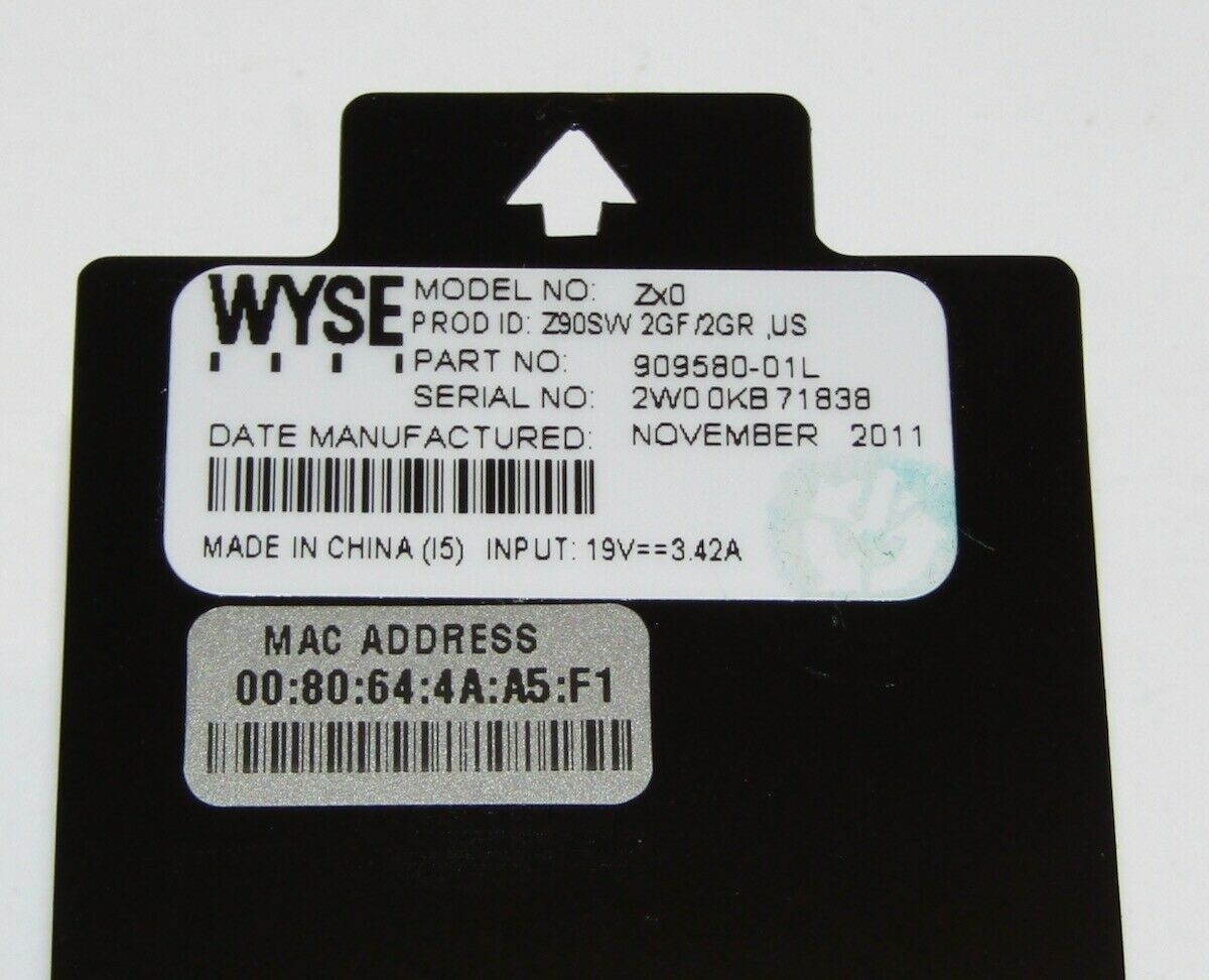 Wyse Zx0 Z90SW AMD G-T52R 1.5GHz CPU 2GB Flash 2GB RAM Thin Client