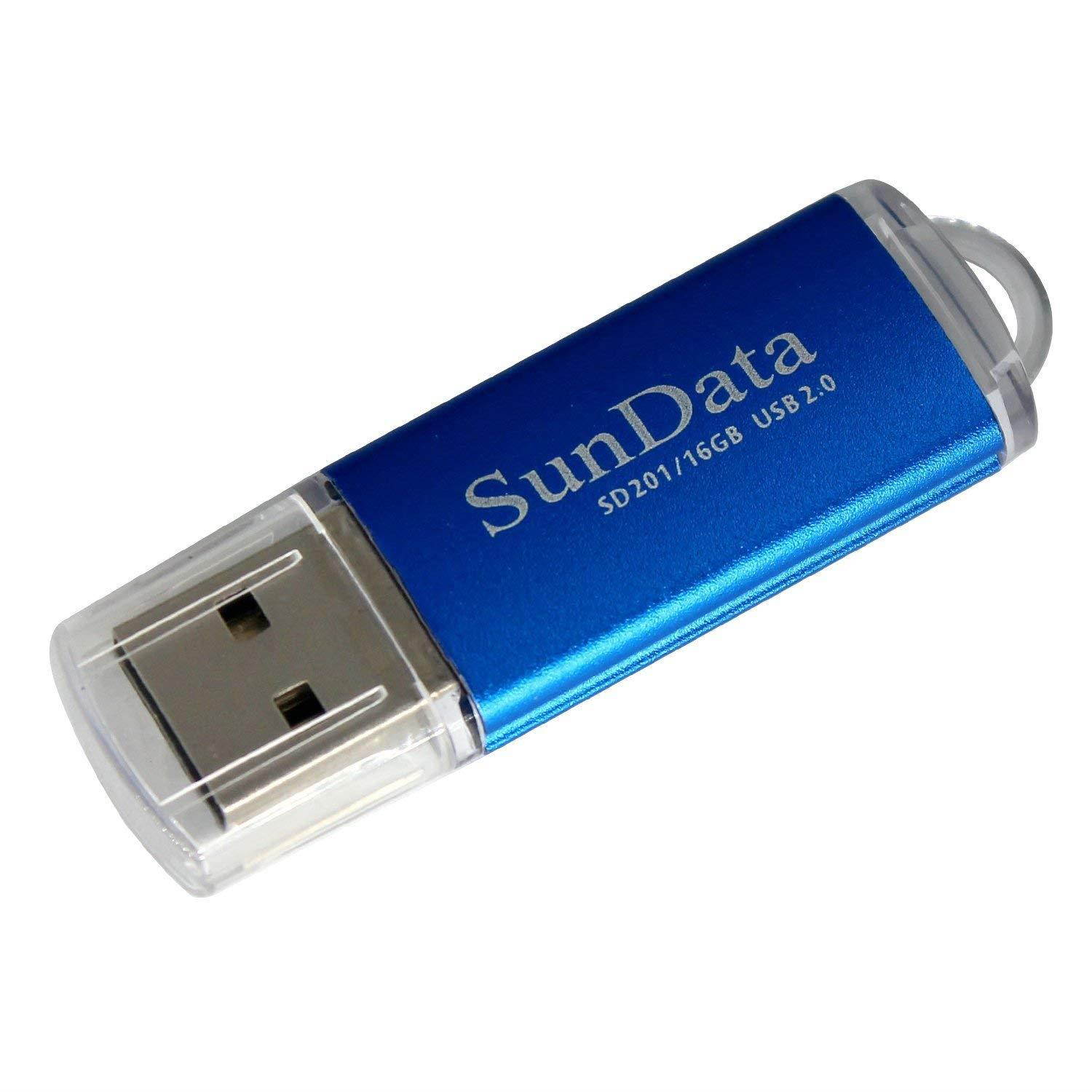 SunData 5 Pack 16GB USB 2.0 Flash Drive Thumb Drives Memory Stick, 5 Colors: Black Blue Green Gold Red