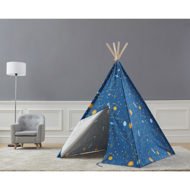 Wonder&Wise 10101162 Glow in the Dark Starry Sky Indoor Childrens Kids Toddler Foldable Canvas Play Teepee Tent House Toy for Ages 3 and Up