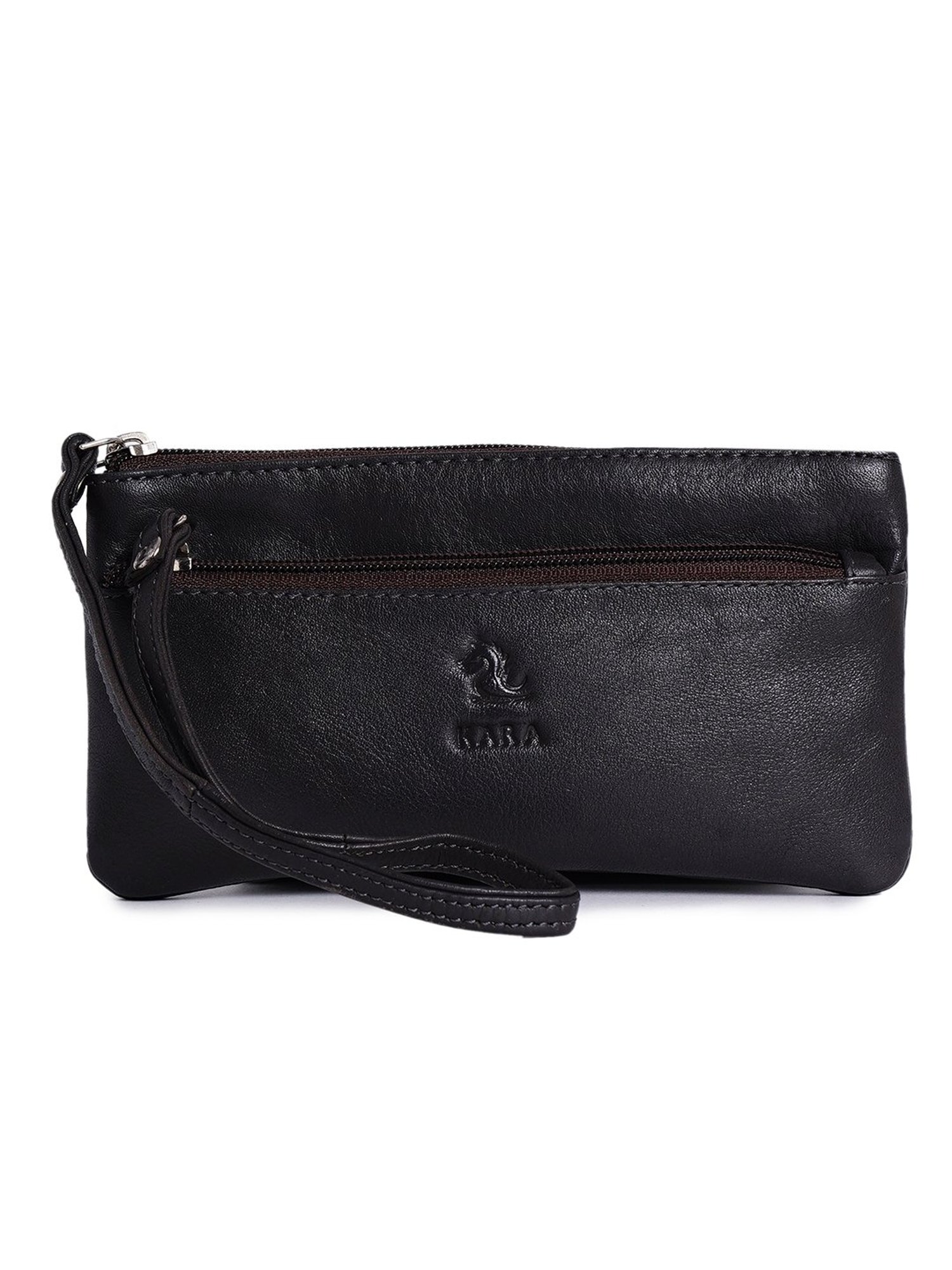 Kara Brown Solid Leather Wristlet