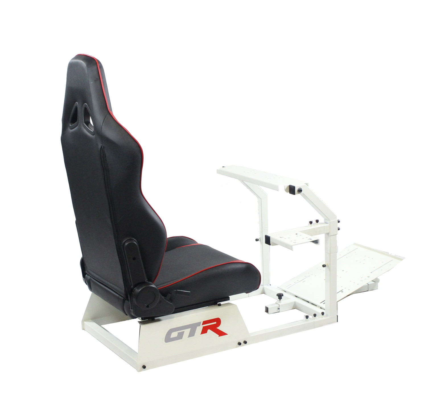 GTR Simulator GTA-WHT-S105LBK GTA Model Racing Simulator White Frame with Black Real Racing Seat, Driving Simulator Cockpit Gaming Chair with Gear Shifter Mount
