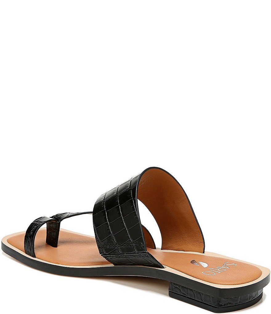 Sarto by Franco Sarto Ediana Croco Print Leather Toe Ring Square Toe Sandals