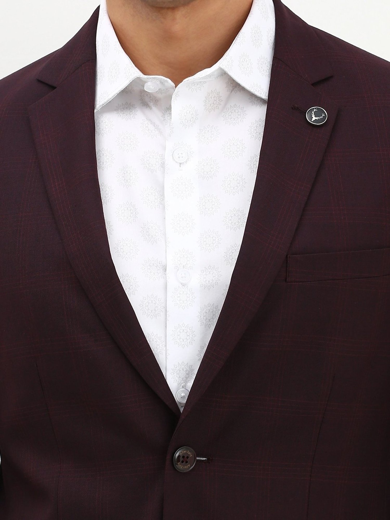 Raymond Brown  Slim Fit Printed Three Piece Suit