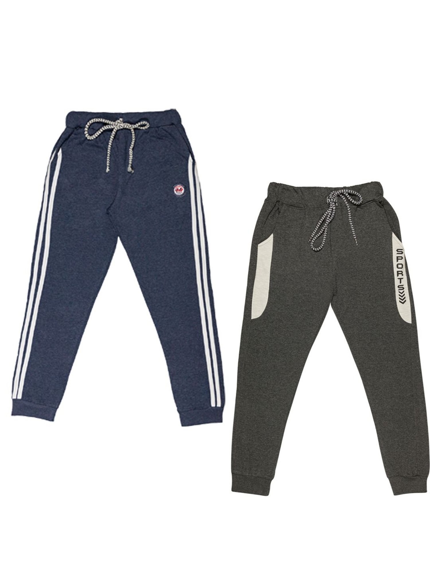 Todd N Teen Kids Blue & Black Striped Joggers(Pack of 2)