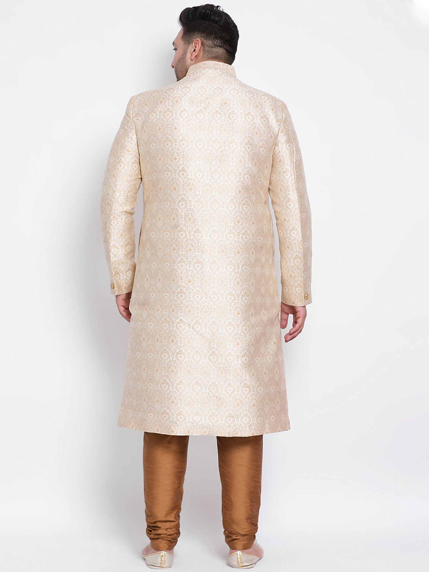 Benstoke Black & Maroon Regular Fit Sherwani Set