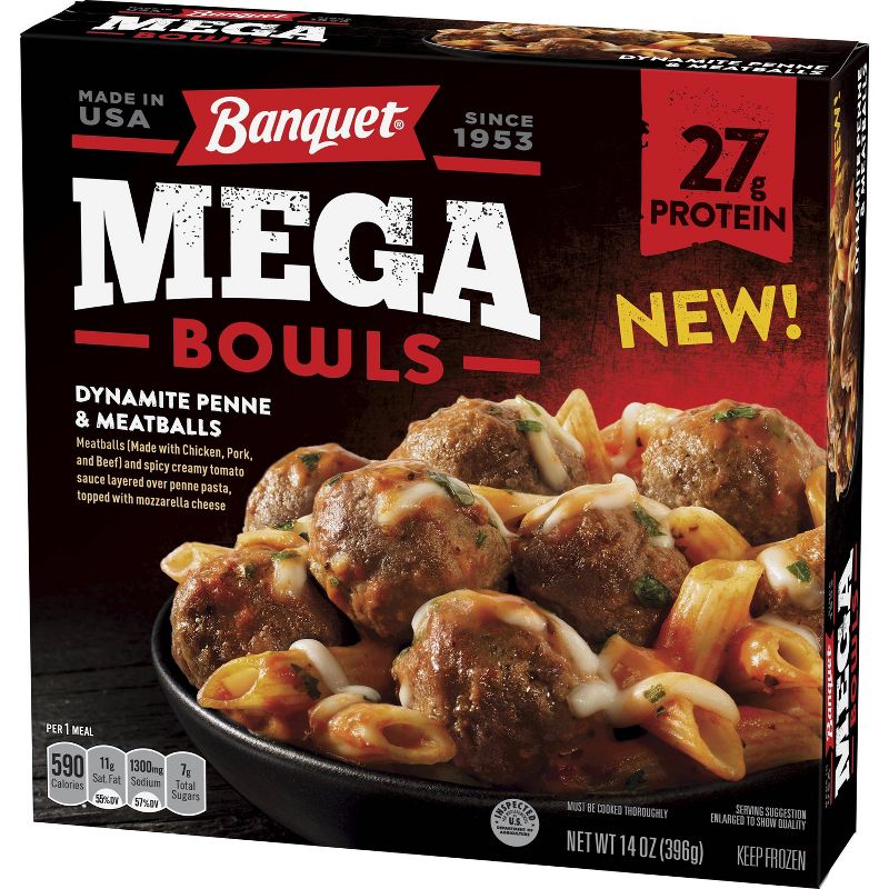 Banquet Mega Bowls Frozen Dynamite Penne & Meatballs - 14oz