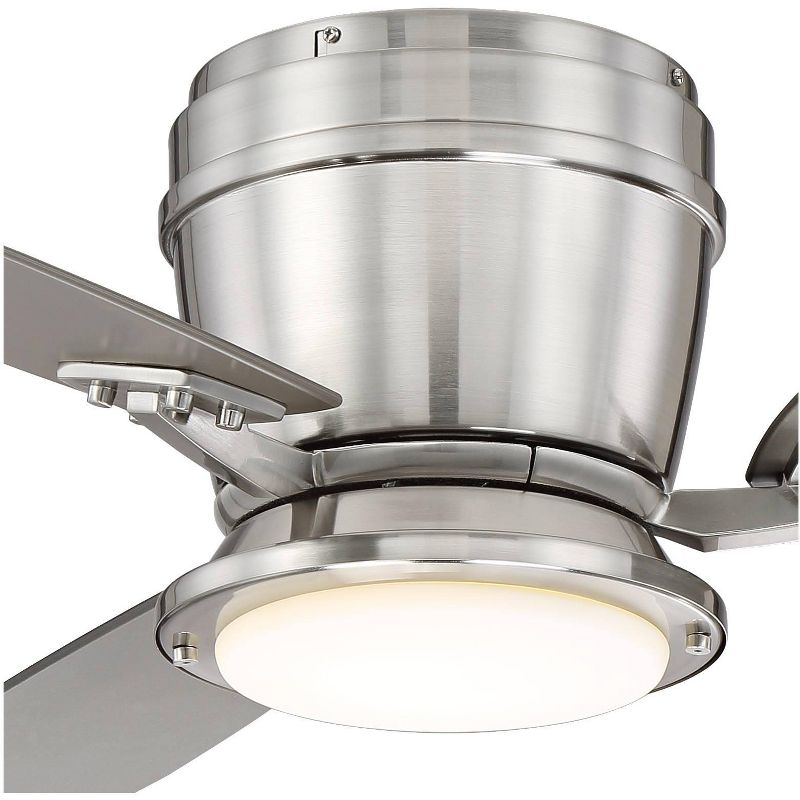 52" Casa Vieja Modern Hugger Outdoor Ceiling Fan with Light LED Dimmable Remote Control Brushed Nickel Wet Rated for Patio Porch