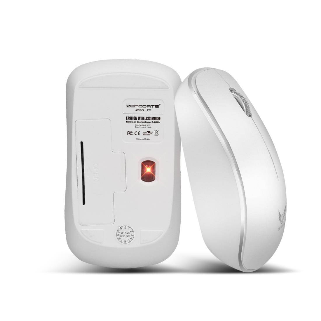 ZERODATE T16 2.4GHz Wireless 1600DPI Optical Mouse with Receiver(White)