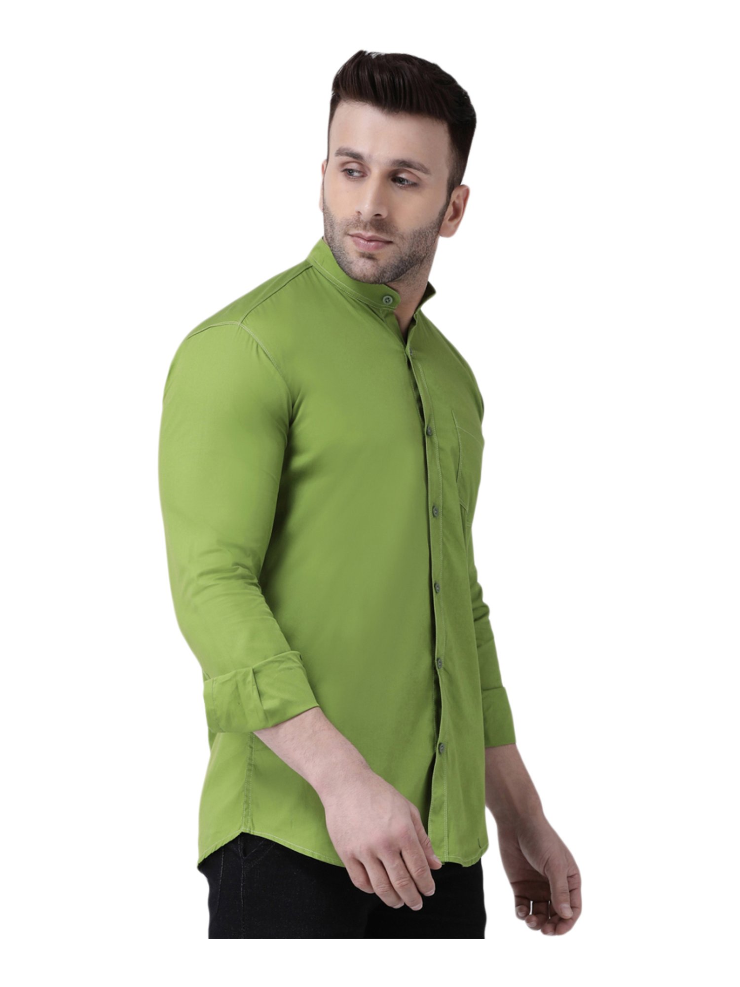 Hang Up Green Cotton Slim Fit Shirt