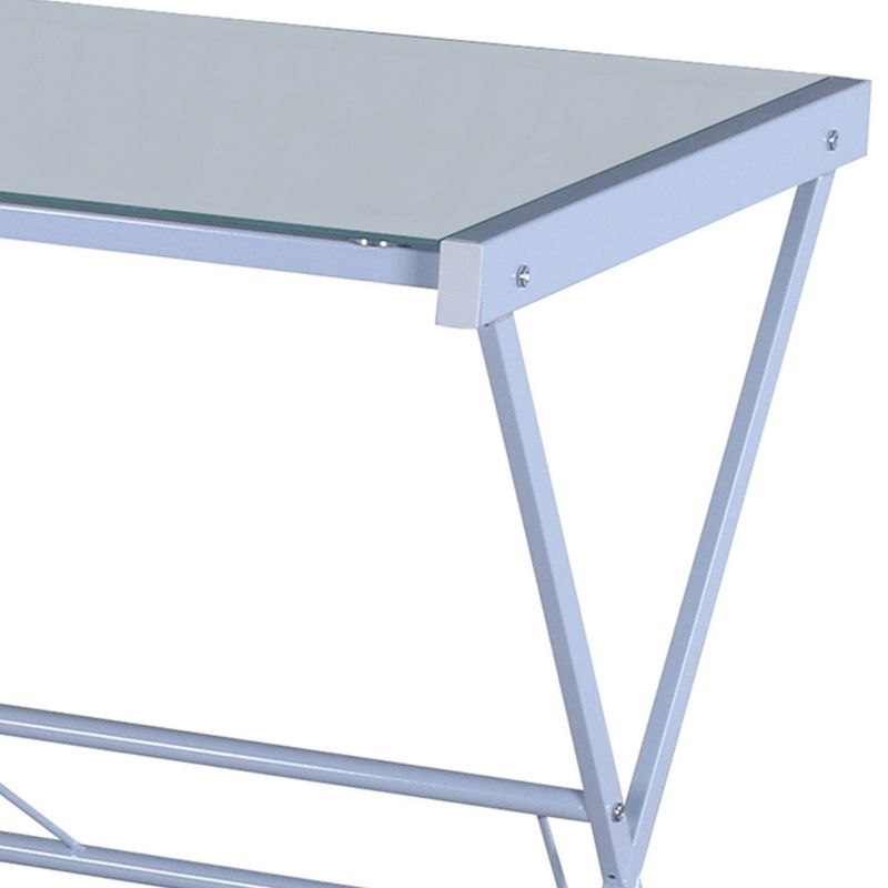 L Shaped Glass Computer Desk White - Techni Mobili