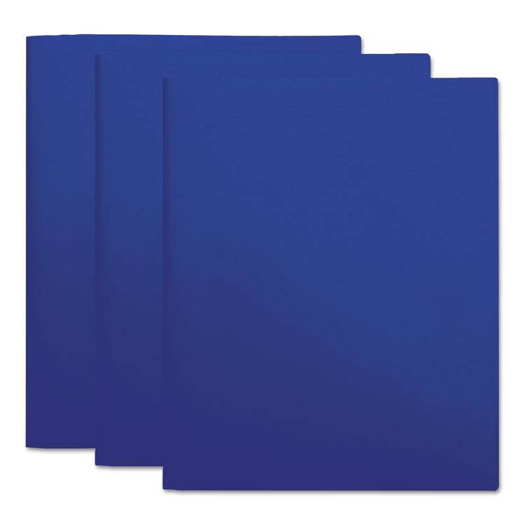Universal Two-Pocket Plastic Folders, 11 X 8 1/2, Navy Blue, 10/Pack 20541