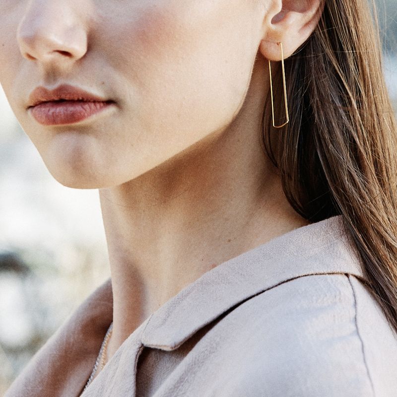 Sanctuary Project Wire Rectangle Hoop Earrings Gold