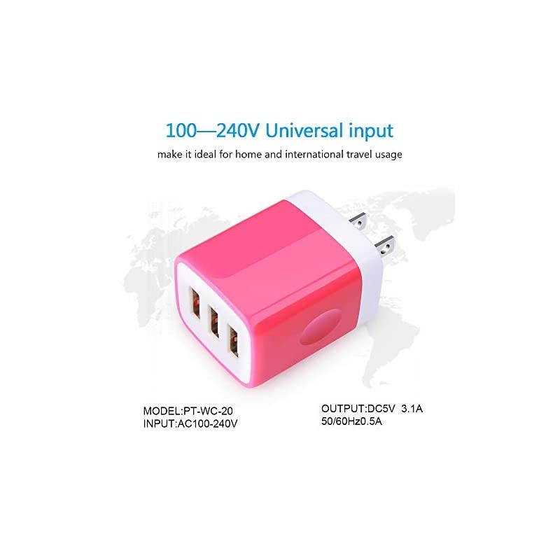 Wall Charger Block  2Pack 3Multi Port USB Wall Charger Plug 31A Power Adapter Charging Block Cube Charger Box Compatible iPhone 11 XS X 8 7 Plus iPad Samsung Galaxy LG HTC Moto Android