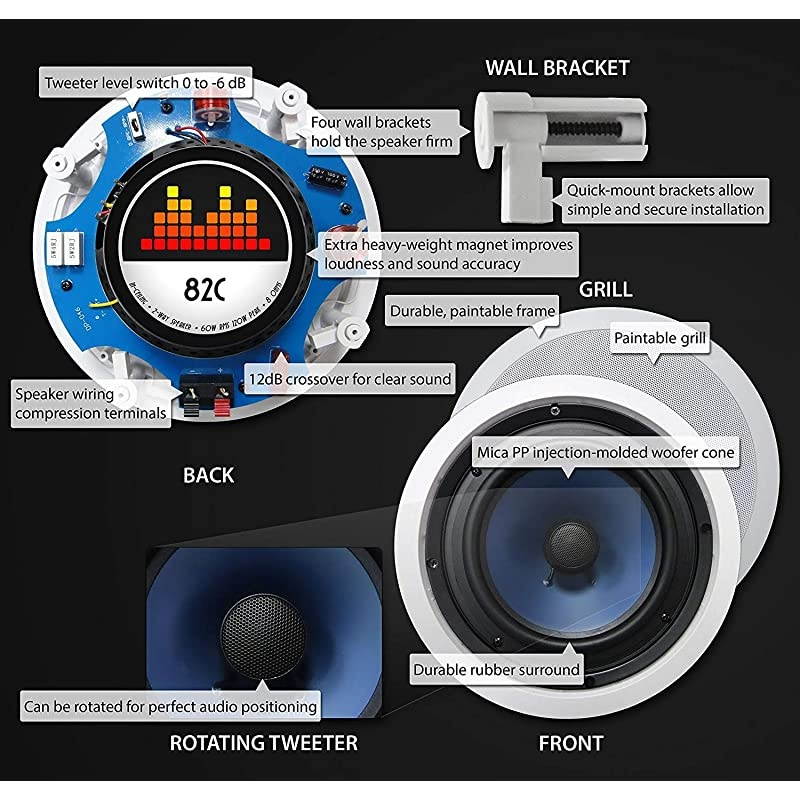 Silver Ticket inWall inCeiling Speaker with Pivoting Tweeter 8 Inch inCeiling