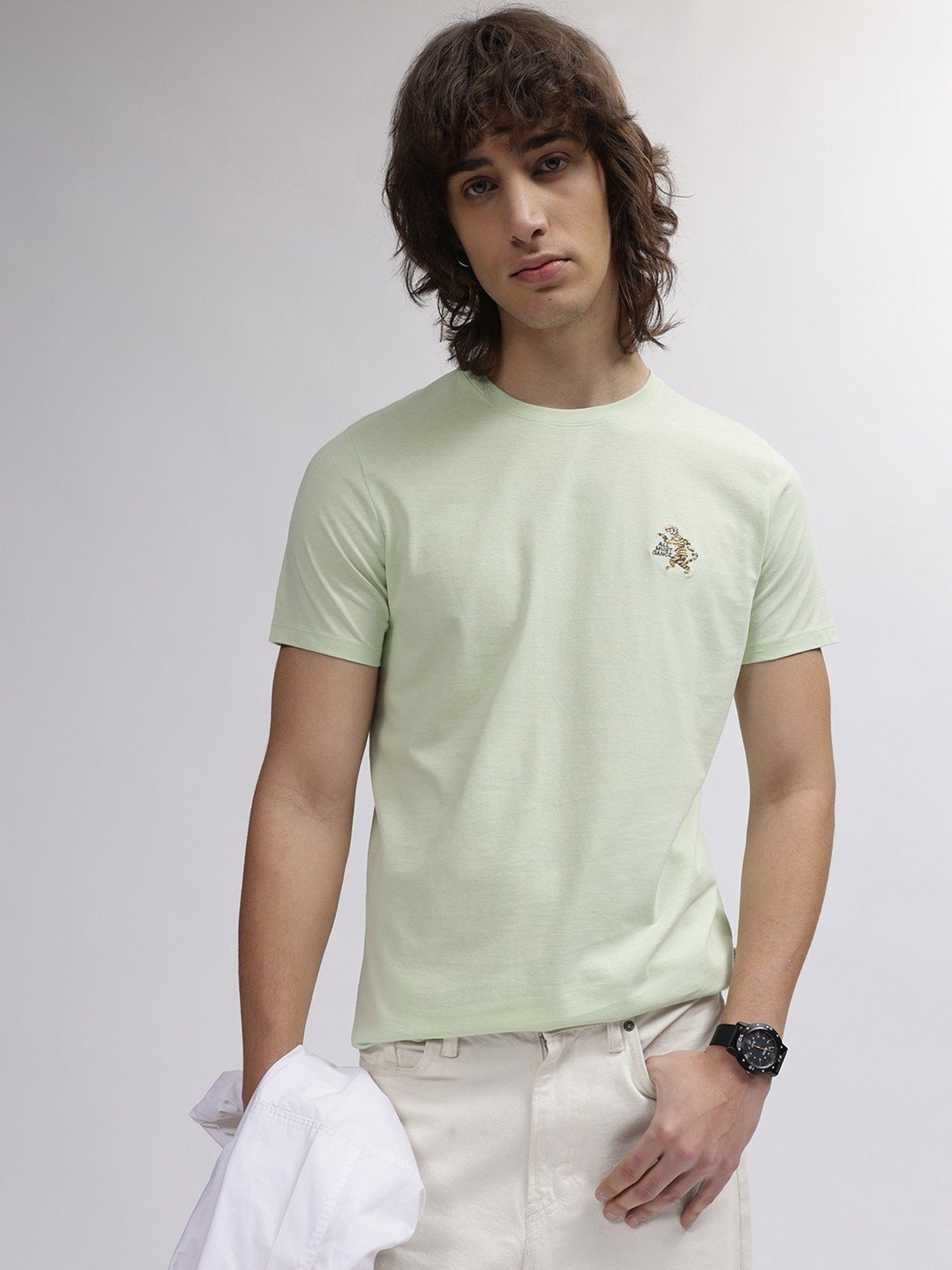Lindbergh Green Cotton Regular Fit T-Shirt