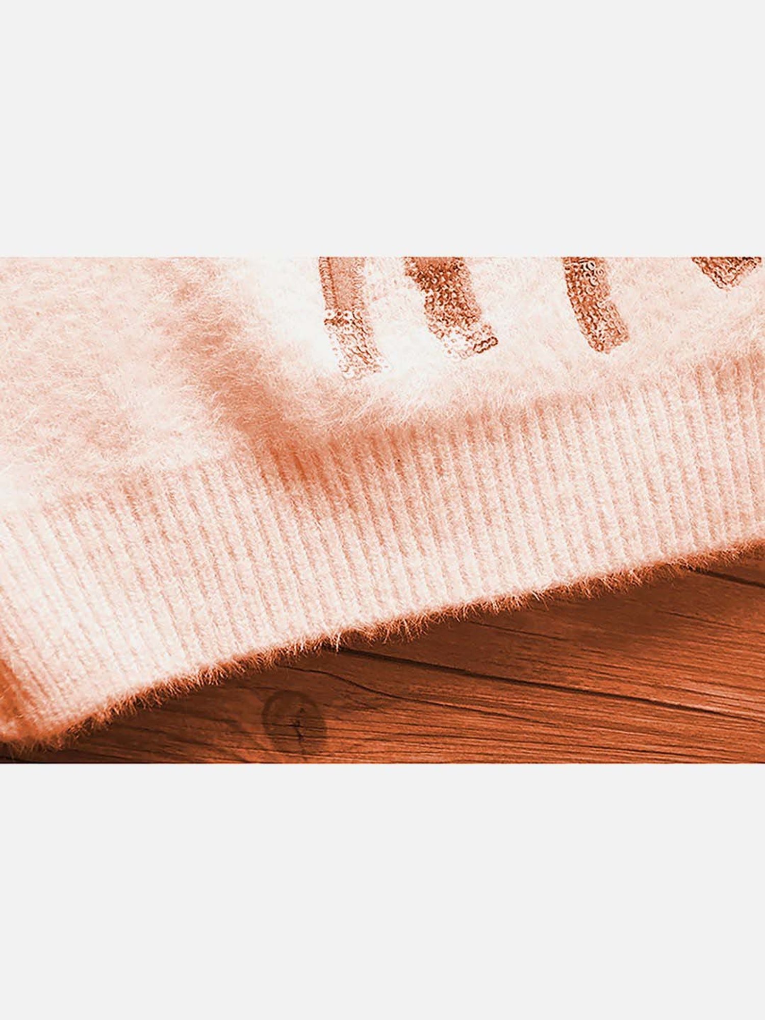 Little Surprise Box Kids Pink Embroidered Full Sleeves Sweater