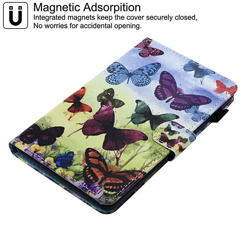 Flip Case for Kindle Fire 7 2015  Magnetic Leather Stand Protective Case with Card Slots for  Kindle Fire 7 Only Fit Fire 7 Display 5th Generation 2015 Release Wild Butterfly