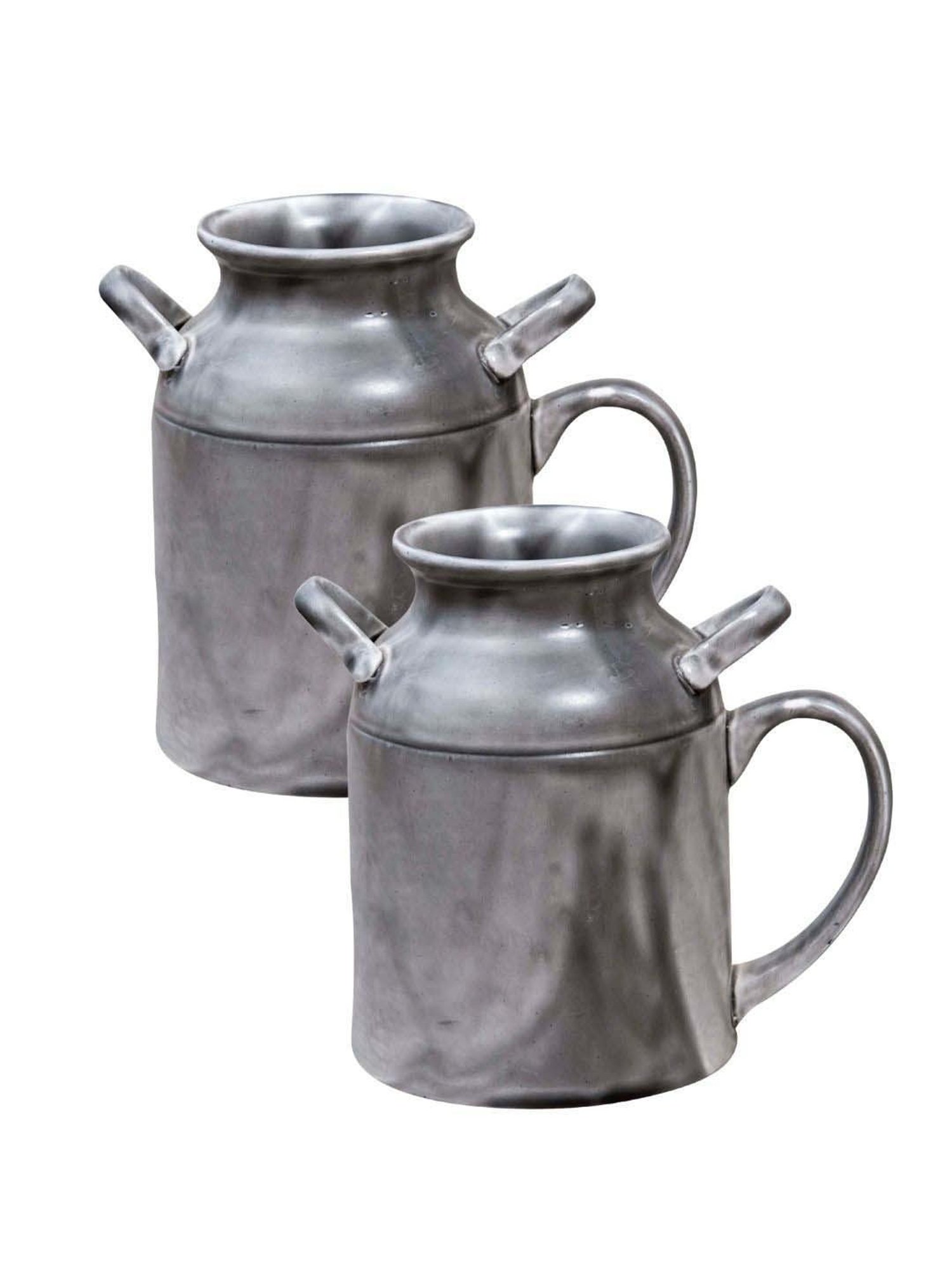 Clay Craft Grey Ceramic 8 cm Milk Mug (0.35 L) - Set of 2