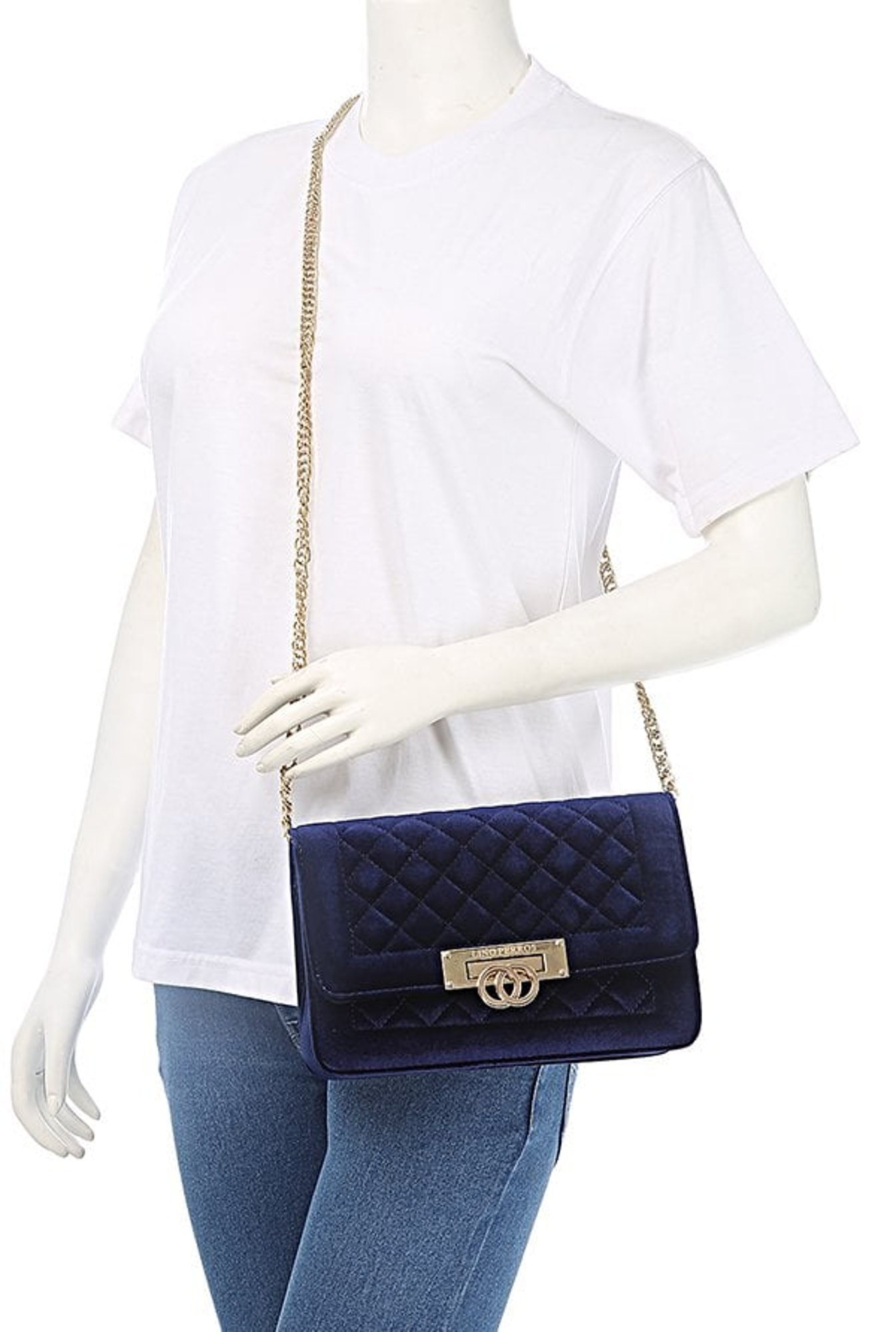 Lino Perros Navy Textured Quilted Sling Bag