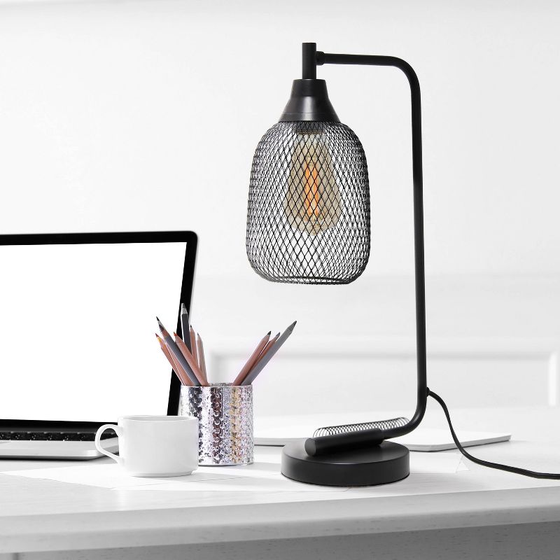 Industrial Mesh Desk Lamp Matte Black - Lalia Home