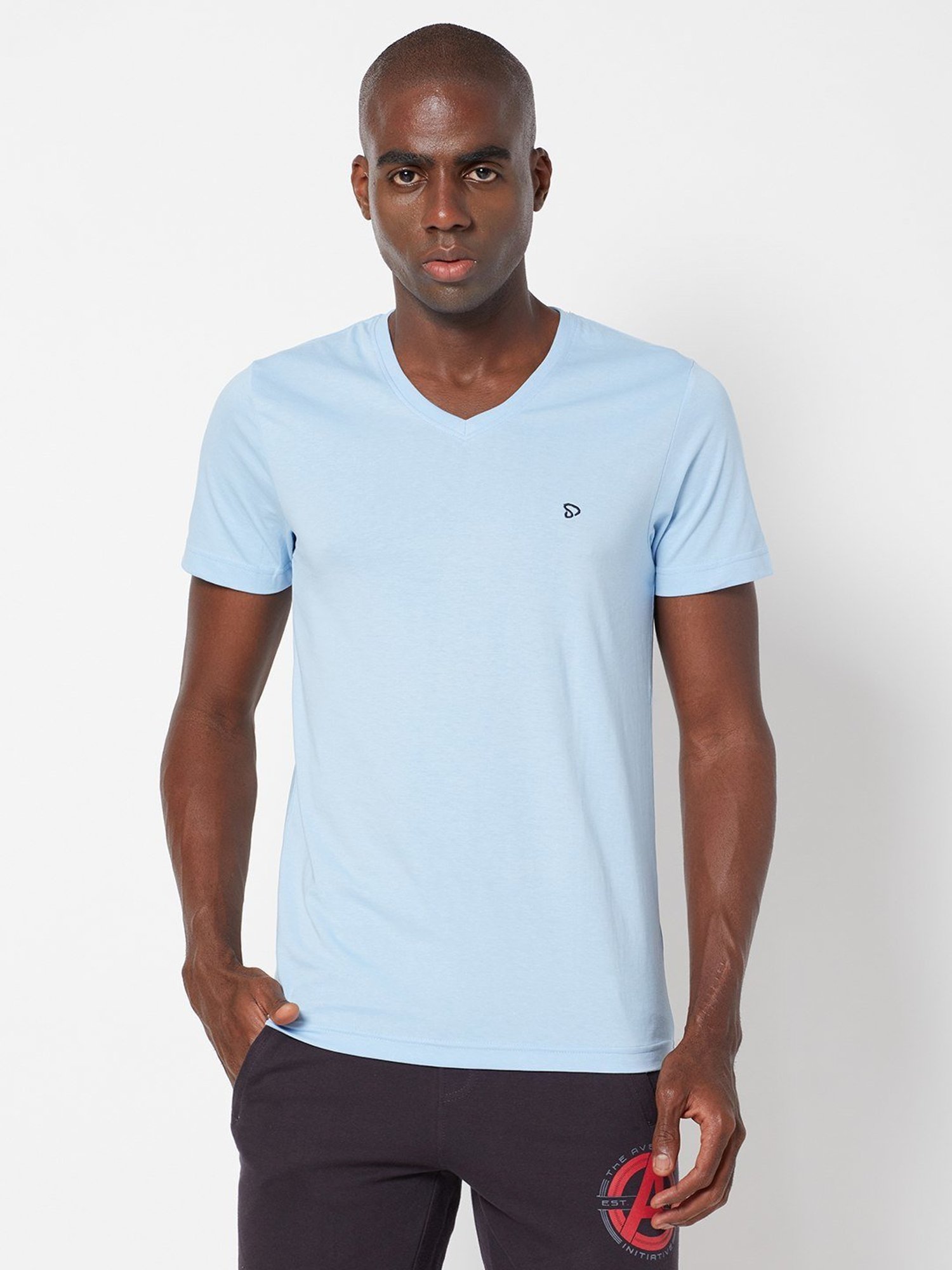 Sporto Iris Blue Regular Fit T-Shirt