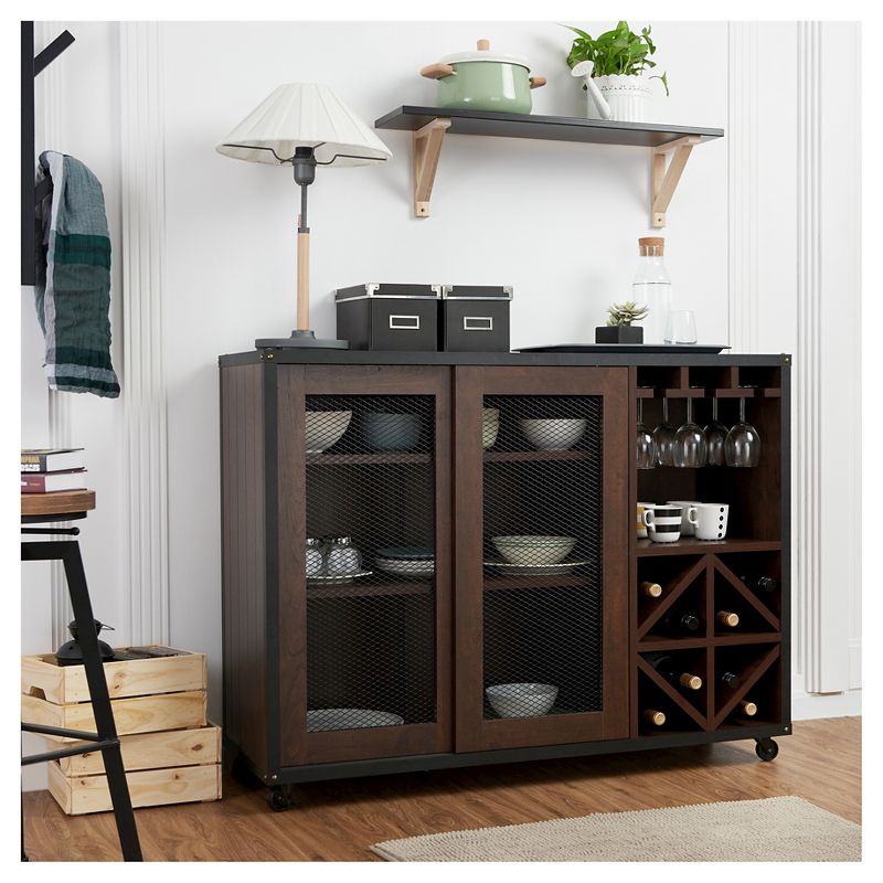 Carmelia Industrial Inspired Sliding Door Buffet Vintage Walnut - HOMES: Inside + Out