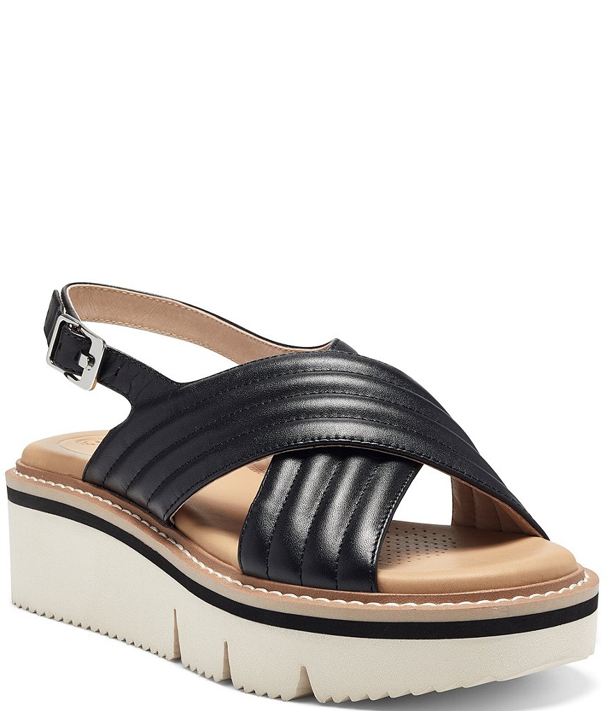 CC Corso Como Lana Leather Cross Band Wedge Sandals