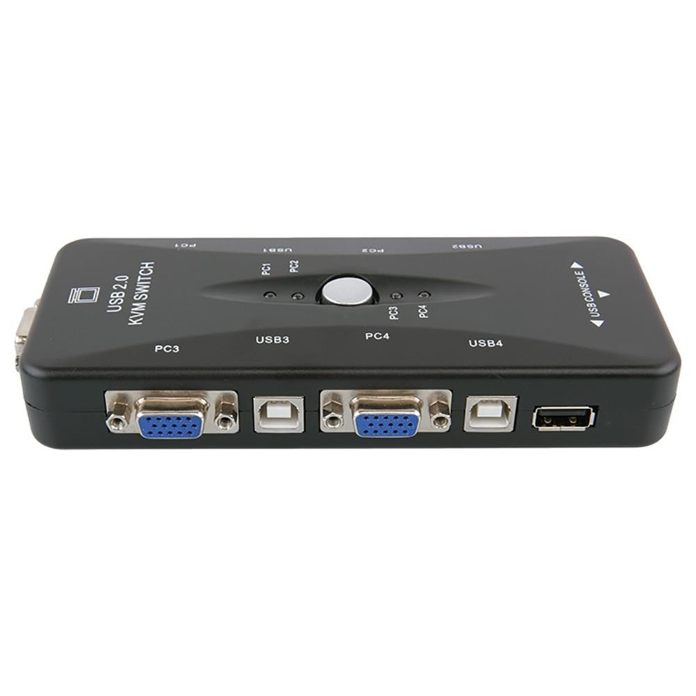 4 Ports USB 2.0 KVM Switch Mouse/Keyboard/Printer/VGA Video Monitor 1920x1440