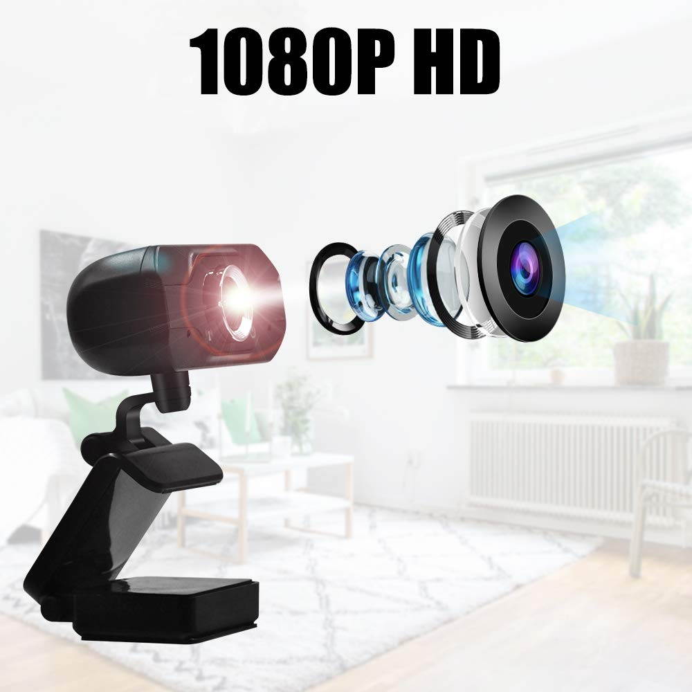 USB Webcam with Microphone, Full HD 1080P Computer Camera Live Stream Camera,Widescreen Video Calling and Recording,Webcam for Laptop and Desktop
