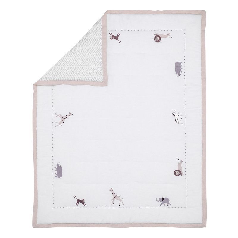 Lambs & Ivy Linen Safari 4-Piece Taupe/Gray Baby Crib Bedding Set