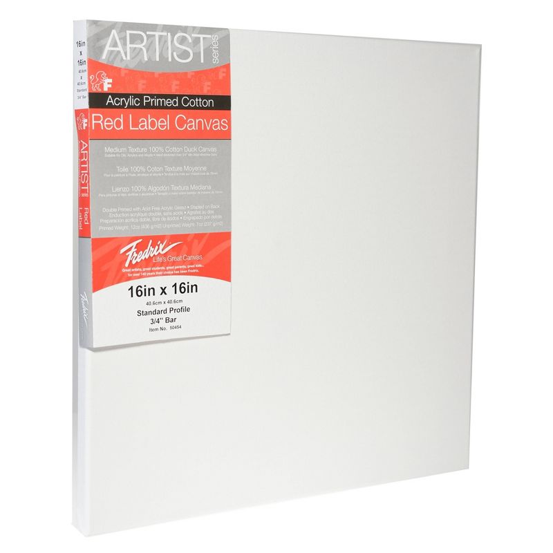 Fredrix Red Label Stretched Cotton Canvas 16 X 16" - 2pk